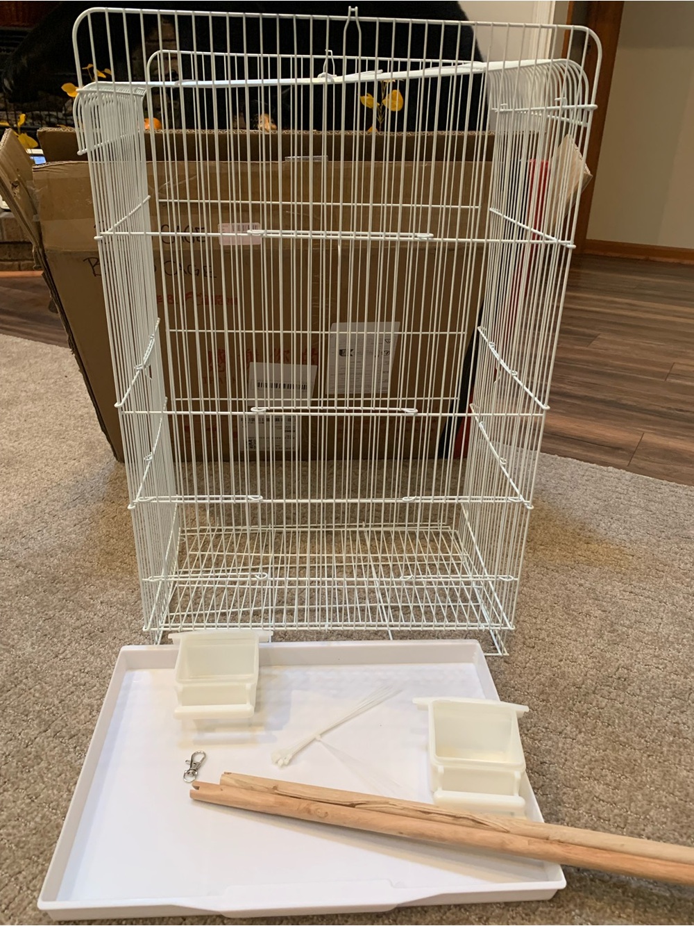 White Bird Cage with Accessories - Pet Bird Cage